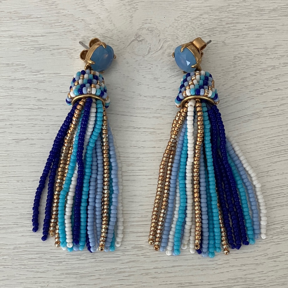 J. Crew Multicolor Beaded Tassel Earrings